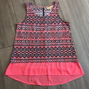 Princess Vera Wang Coral & Navy Sleeveless Blouse